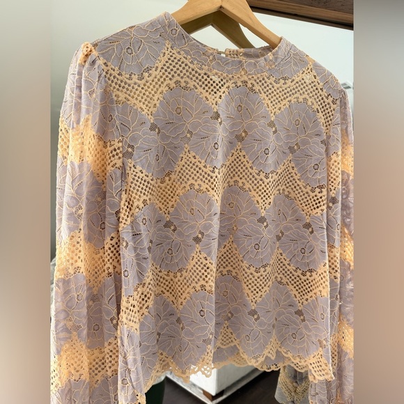 Anthropologie Dolan Left Coast Lace Mock Neck Blouse - Picture 4 of 7